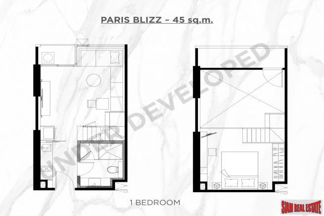 One Bedroom Duplex Development Built 500 M. from New Orange MRT Line in Rama 9-13