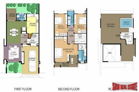 Three-Bedroom Townhomes with Jacuzzi Roof Terraces in Rawai